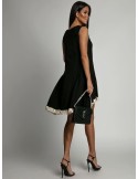 Dress with ruffles and guipure, black 2571 - Online store - Boutique